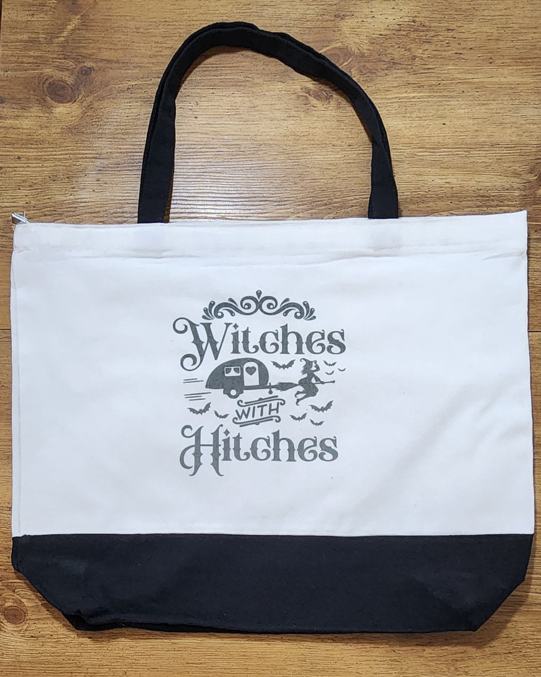 Witches with Hitches Tote Bag – Witch Camper Halloween Canvas Tote with Zipper