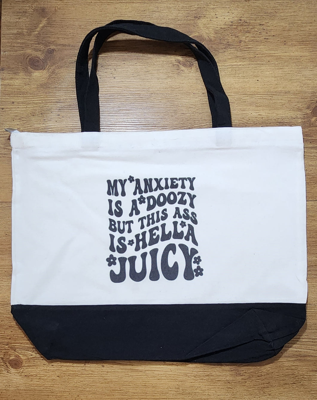 My Anxiety is a Doozy Tote Bag – Funny Retro Juicy Ass Canvas Tote with Zipper