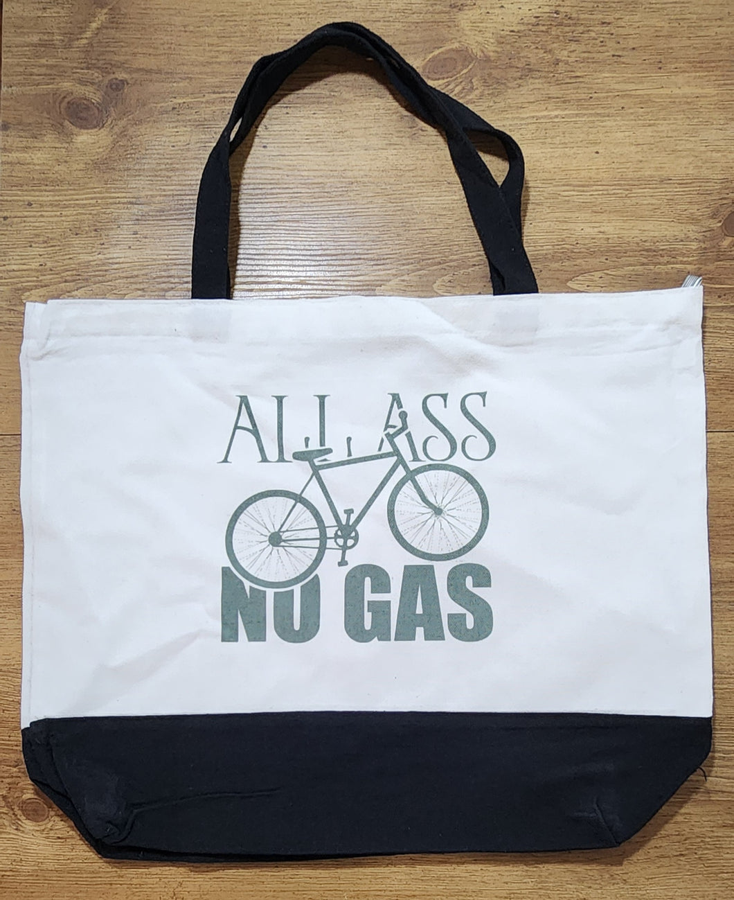 All Ass No Gas Tote Bag – Funny Bicycle Eco-Friendly Canvas Tote with Zipper