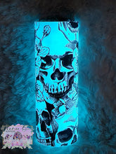 Load image into Gallery viewer, Skull and Flower Glow Tumbler
