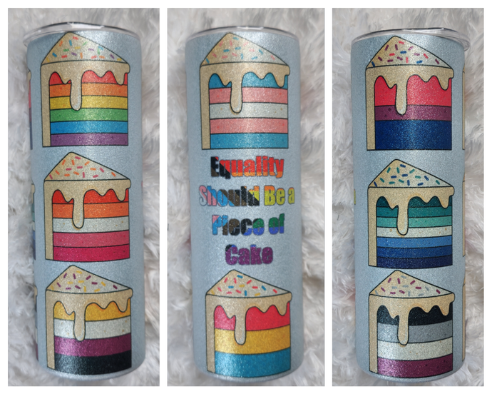 LGBTQ Pride Drink Tumbler | Equality Rainbow Cake Cup | Trans Rights Support | Gay Pride Flags