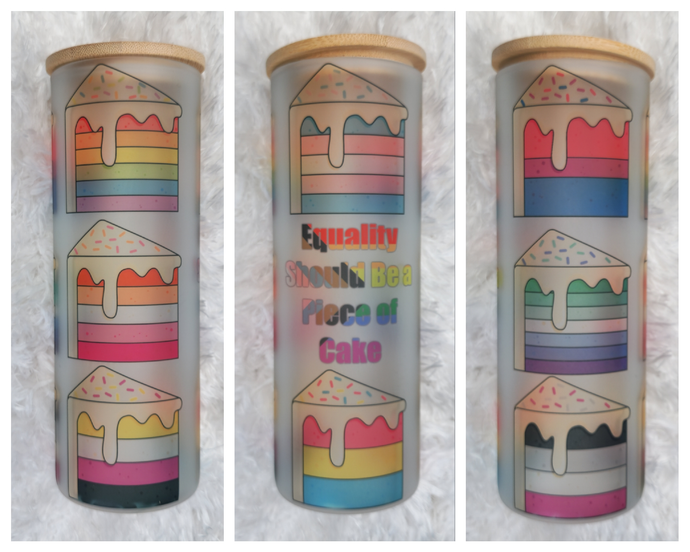 LGBTQ Pride Drink Tumbler | Equality Rainbow Cake Cup | Trans Rights Support | Gay Pride Flags